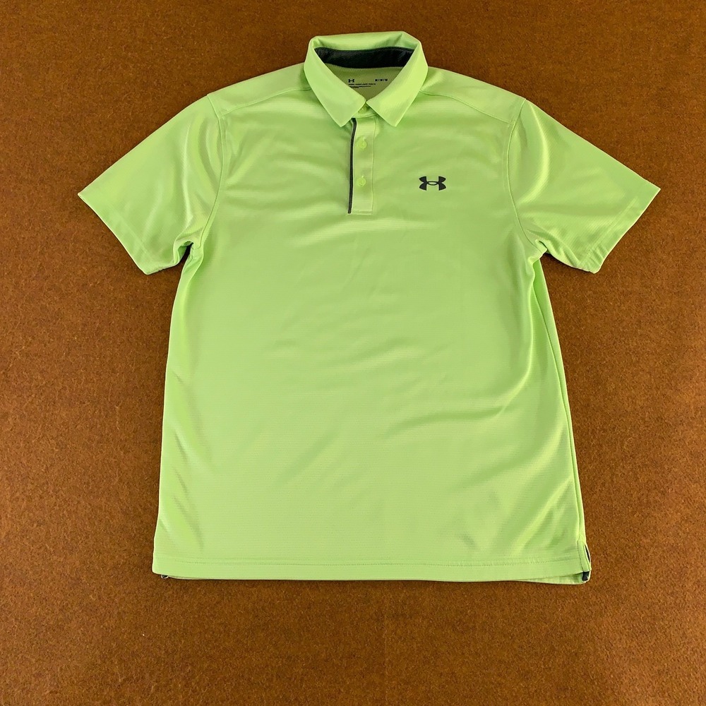 Under Armour Mens Size Medium Loose Lime Green Short Sleeve Polo Shirt